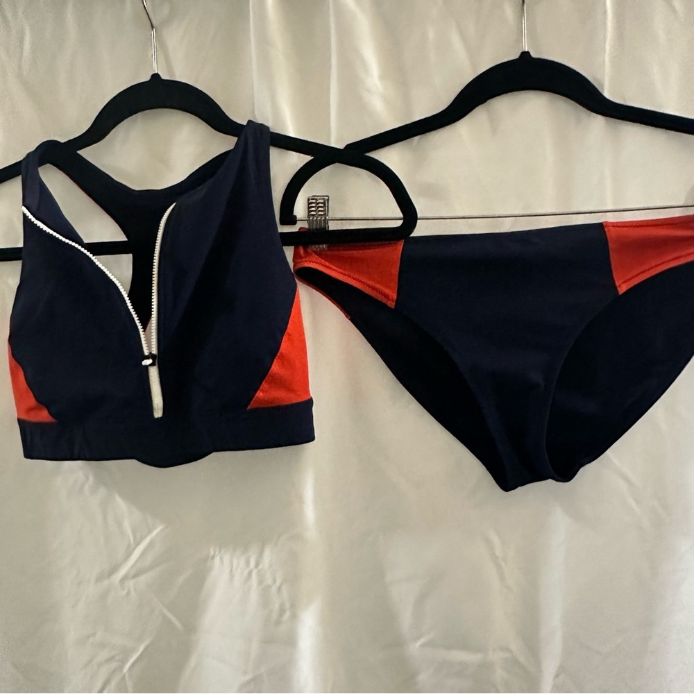 Athleta color block bikini navy orange